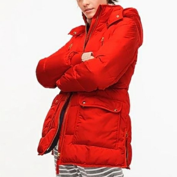 J Crew Chateau Puffer Jacket Primaloft Signature Parka Winter Coat Red Size XSP - Picture 8 of 16